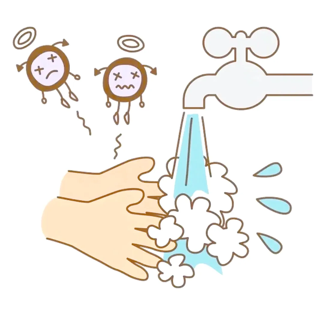 洗手去除细菌效果示意图